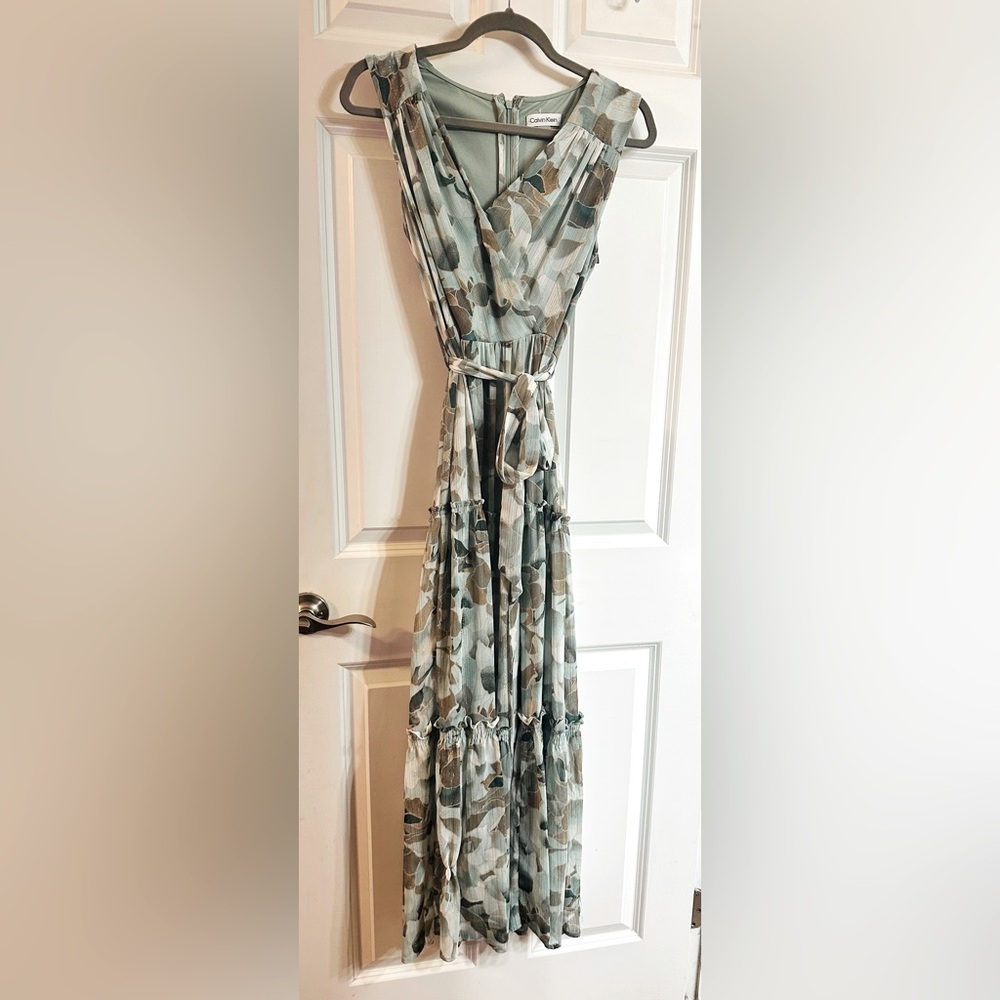 Calvin Klein Green Floral Maxi Dress